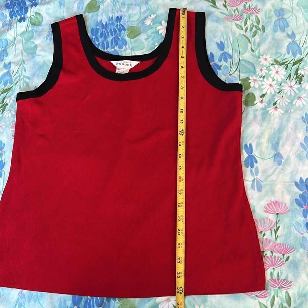 Exclusively Misook Knit Tank Top - L Red & Black - Picture 5 of 8